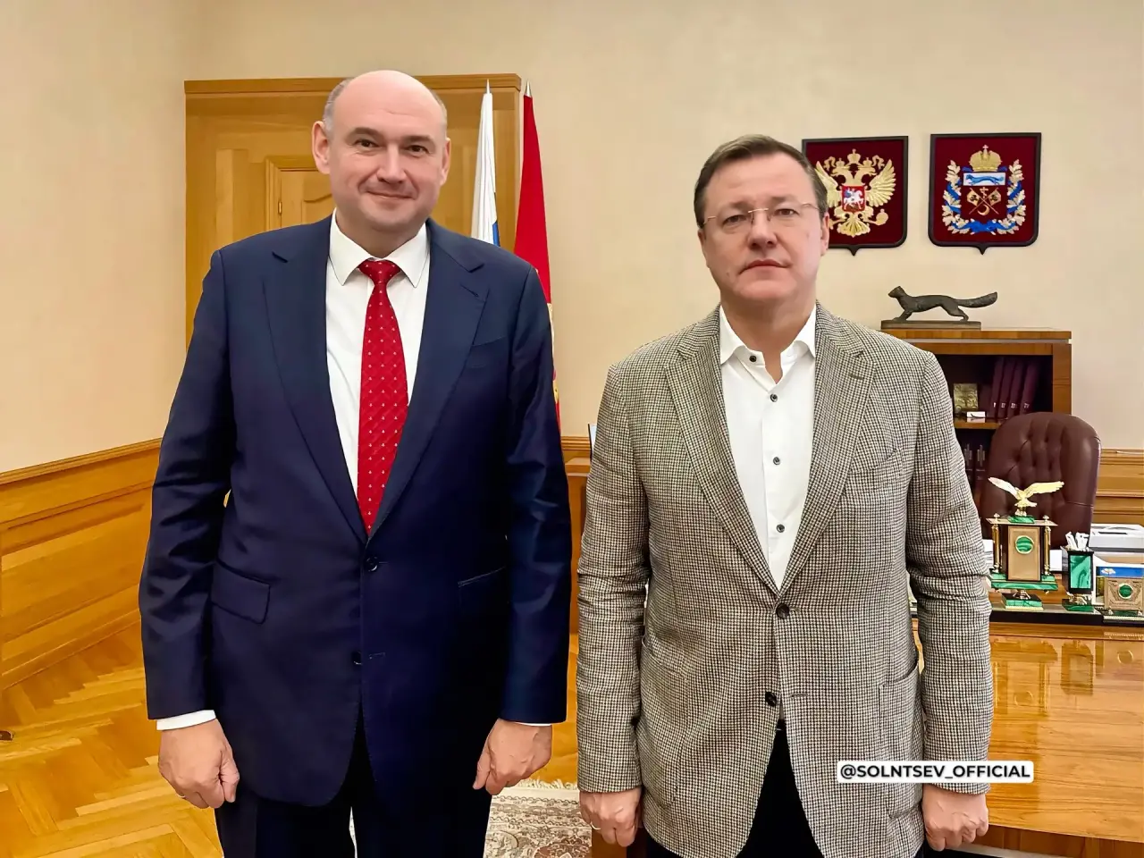 Евгений Солнцев провёл встречу с руководителем службы региональной политики «Ростеха» Дмитрием Азаровым